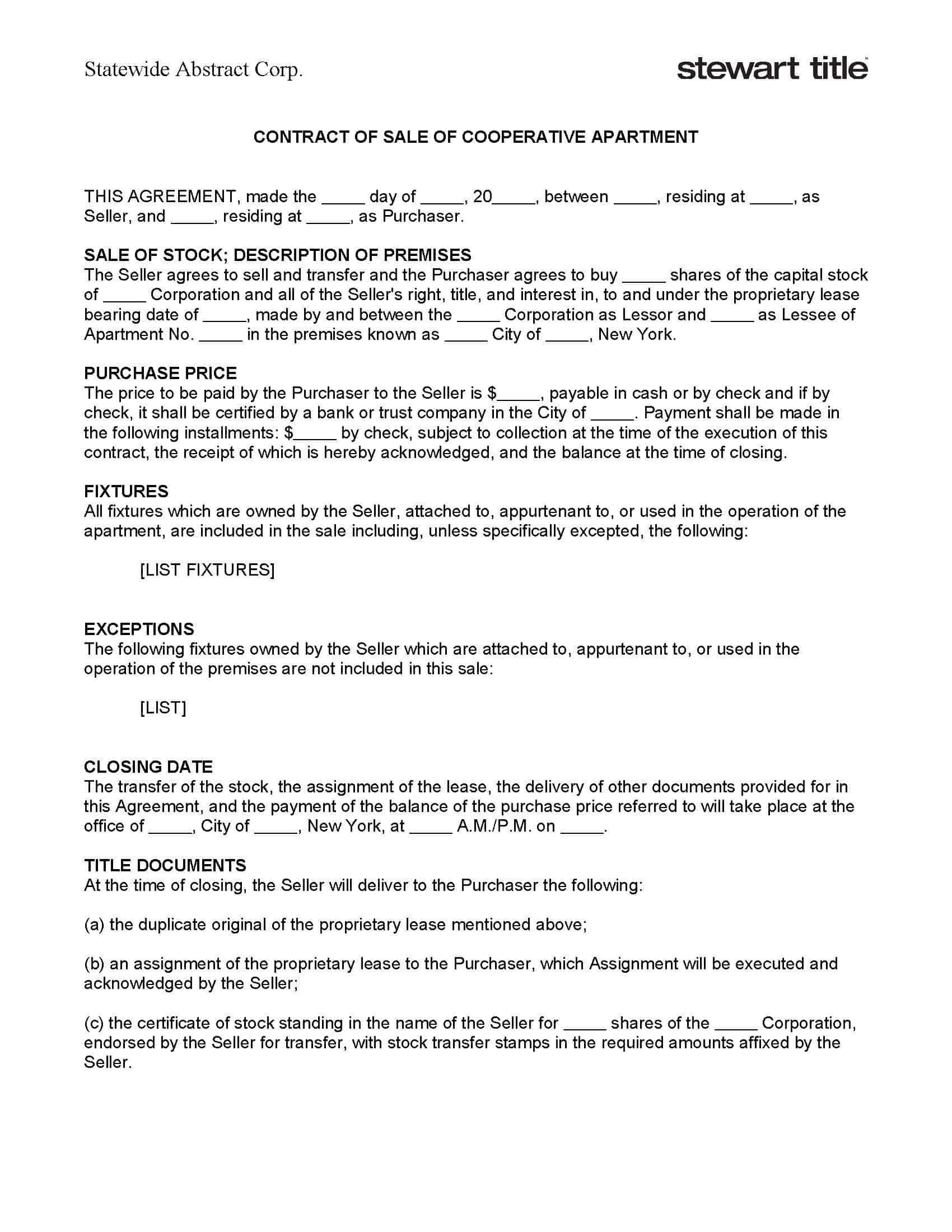 New Apartment Sale Agreement Sample with Simple Decor